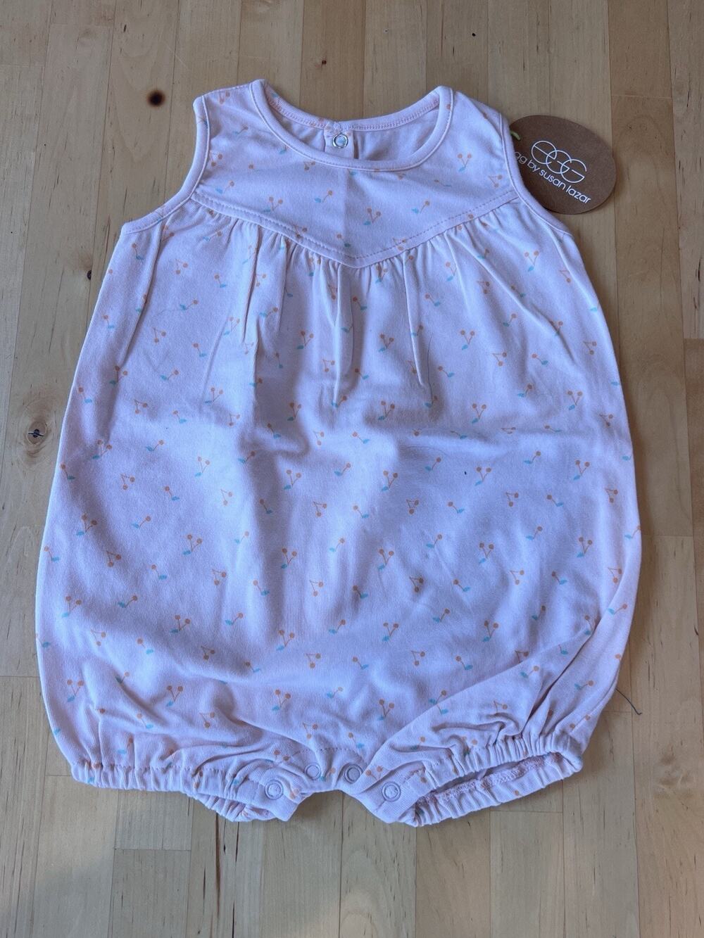 EGG by Susan Lazar Baby 6 Months Sleeveless Romper Pink with Cherries NWT